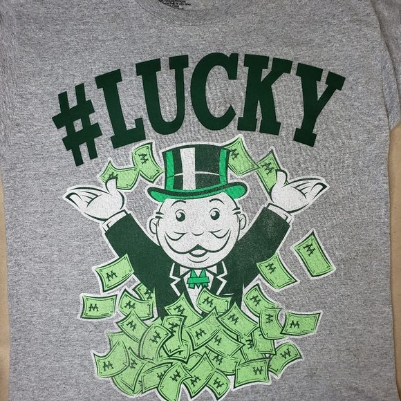 MONOPOLY #LUCKY BOY'S GRAY T SHIRT SIZE MEDIUM - Picture 5 of 6